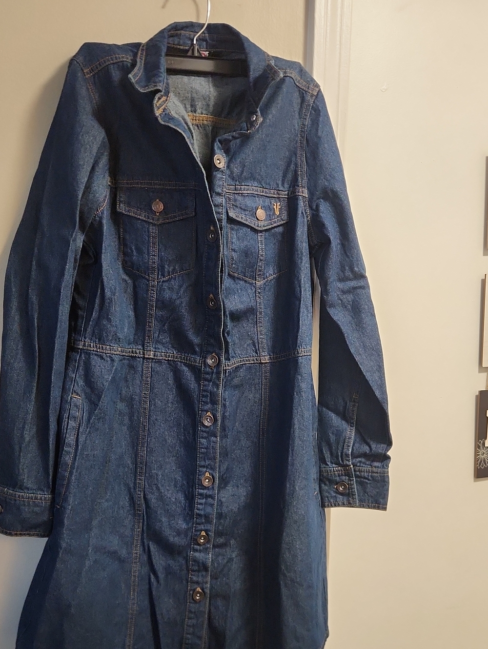Frye Dark Blue Button-Front Denim Jacket Dress